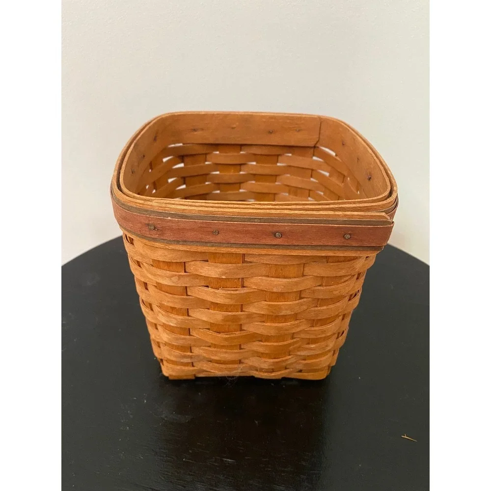 Longaberger Basket Unisex Small Brown 1994 Vintage Handwoven Square Farmhouse